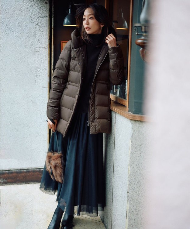 23区 S 【好評につき新色追加/CLASSY.1月号掲載】ウールカシミヤブレンド スタンドネック ニット ダークブラウン系