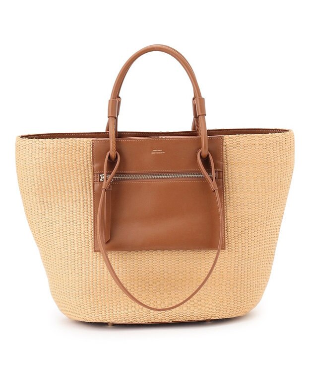 23区 雑材 トートバッグ ナチュラル×ブラウン