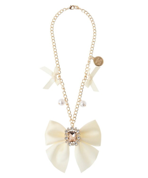 Maison de FLEUR ビジューリボンパールバッグチャーム Ivory