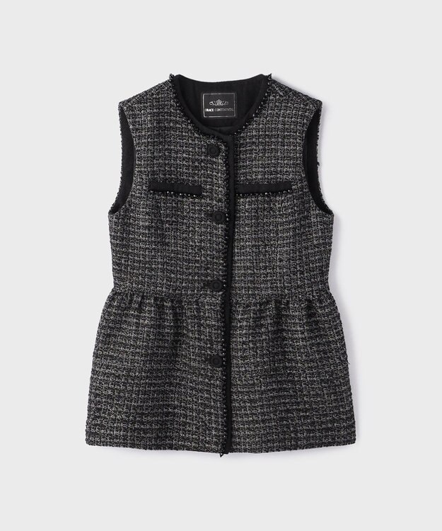 GRACE CONTINENTAL ツイードペプラムベスト ブラック