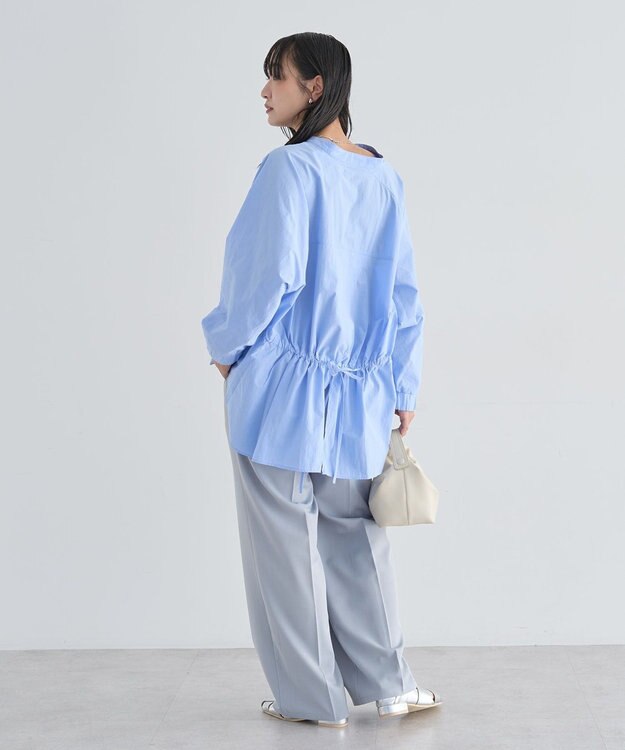 Green Parks スキッパーブラウス Sax