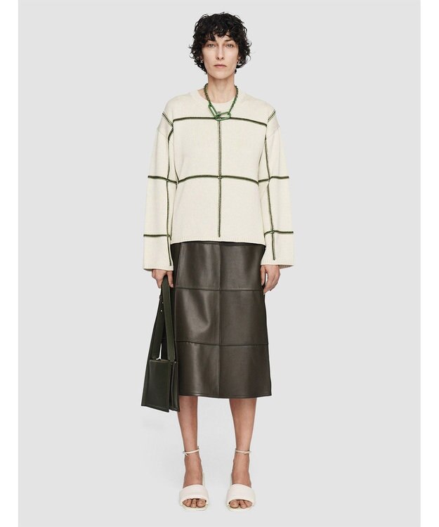 JOSEPH 【洗える】グリッド コットンシルク 　クルーネックニット Oat Combo