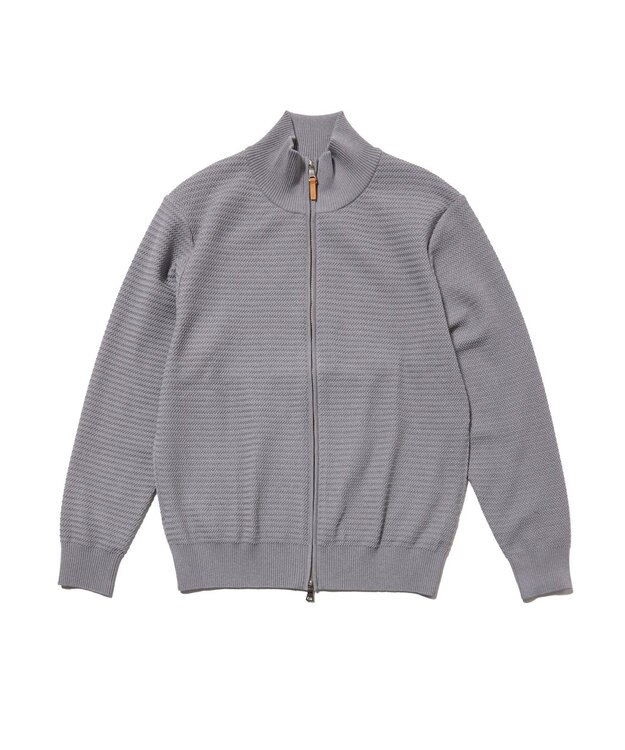 J.PRESS MEN ハイツイストヘリンボン フルジップカーディガン ライトグレー系