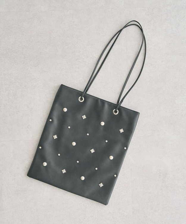 Green Parks ａｎｄｍｉｋｋａ．スタッズ付Ａ４トートバッグ Black