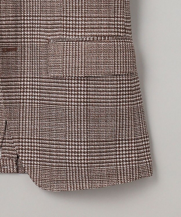 GOTAIRIKU 新柄【吸水速乾/ウォッシャブル】ノルマンディーリネン カーディガンジャケット＿グレンチェック柄 ブラウン系4