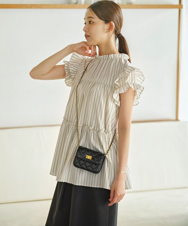 組曲 【WEB限定】ナイロンレーヨン チュニック ブラウス エクリュベース系1