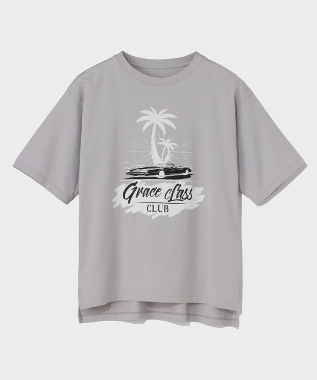 GRACE CONTINENTAL リゾートプリントTシャツ グレー