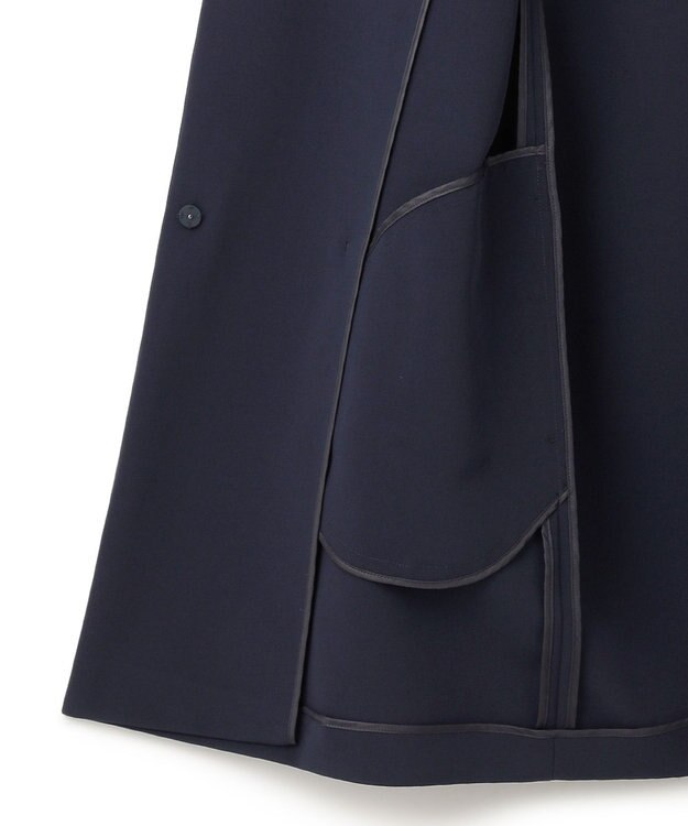 ICB TaPeダブルクロス ノーカラーコート ネイビー系