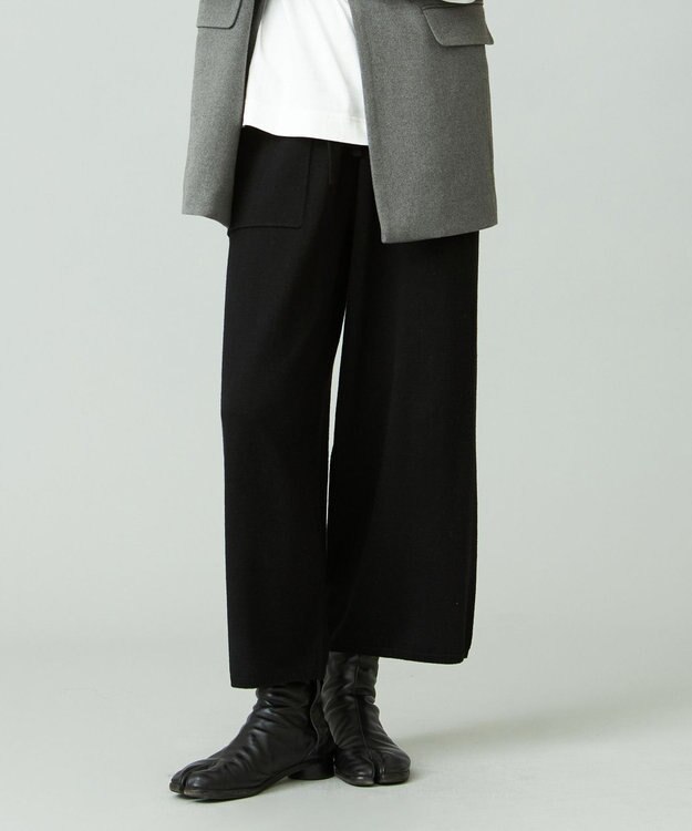 J.PRESS YORK STREET 【WOMEN】ANTI PILLING WOOL ニットワイドパンツ ブラック系