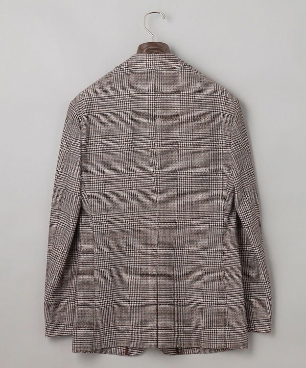 GOTAIRIKU 新柄【吸水速乾/ウォッシャブル】ノルマンディーリネン カーディガンジャケット＿グレンチェック柄 ブラウン系4