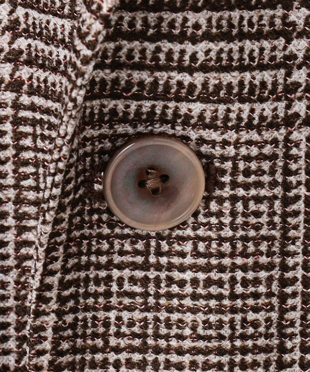 GOTAIRIKU 新柄【吸水速乾/ウォッシャブル】ノルマンディーリネン カーディガンジャケット＿グレンチェック柄 ブラウン系4