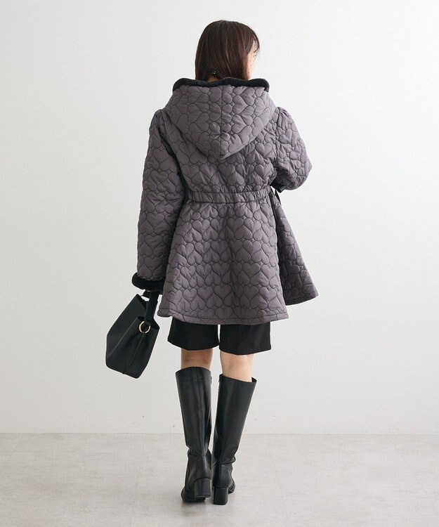 Green Parks ・ｓｗｉｎｇ　ｂｙ　ハートキルトフレアコート Charcoal Gray