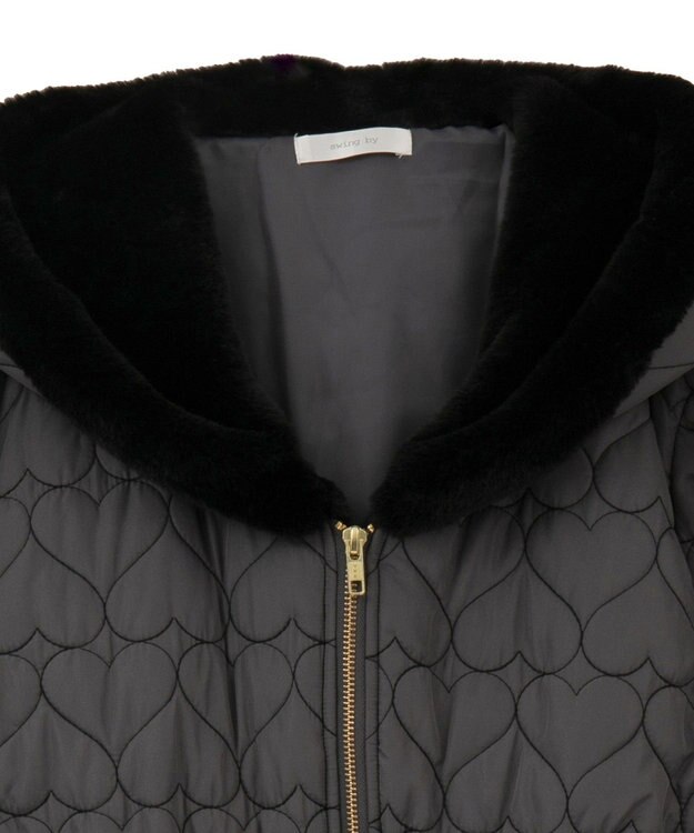 Green Parks ・ｓｗｉｎｇ　ｂｙ　ハートキルトフレアコート Charcoal Gray