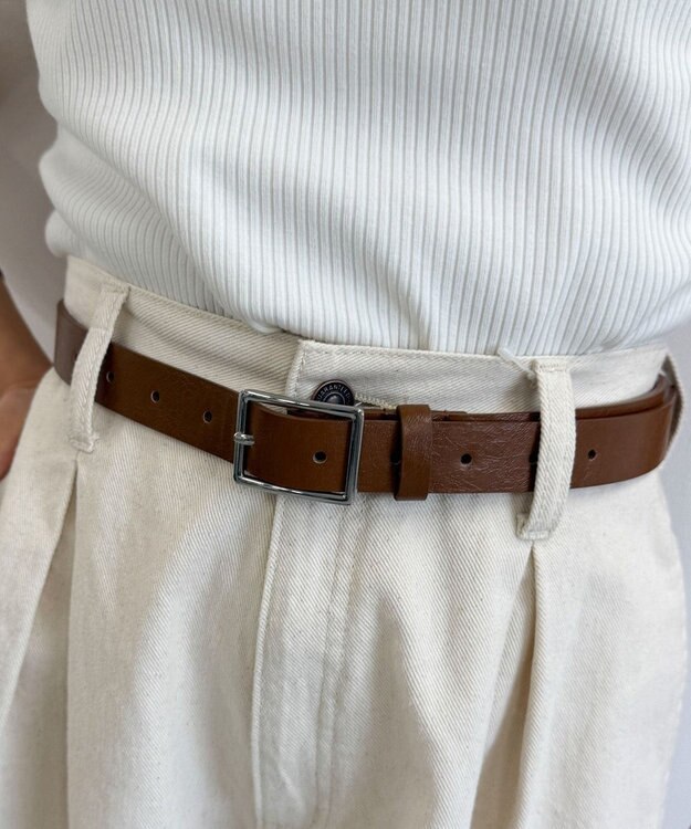 WEGO LスクエアバックルPUベルト キャメル