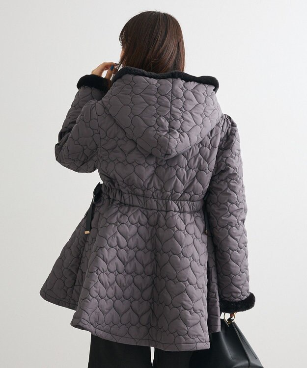 Green Parks ・ｓｗｉｎｇ　ｂｙ　ハートキルトフレアコート Charcoal Gray