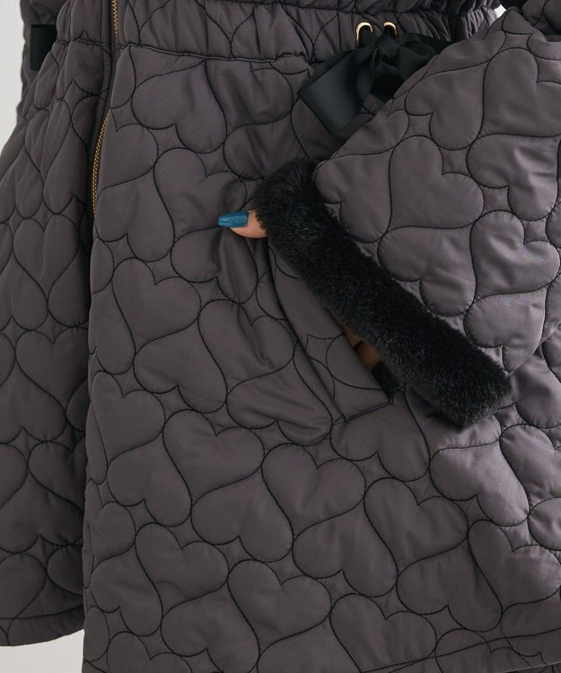 Green Parks ・ｓｗｉｎｇ　ｂｙ　ハートキルトフレアコート Charcoal Gray