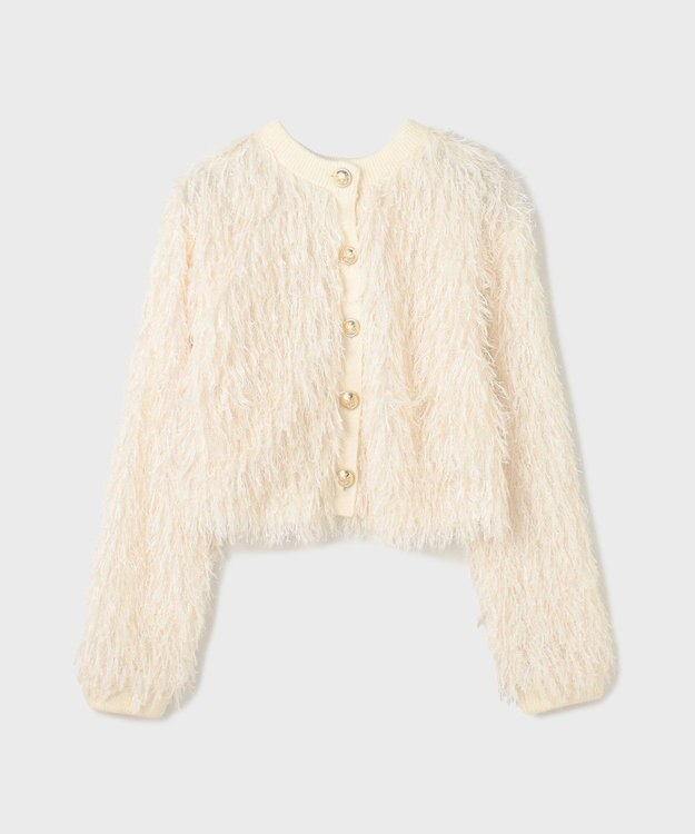 GRACE CONTINENTAL フリンジニットカーディガン ホワイト