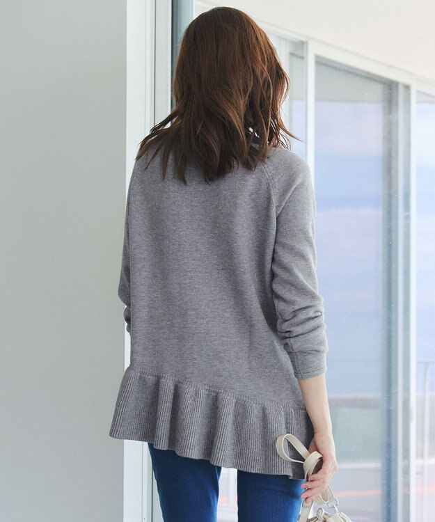 Tiaclasse 【洗える】ななめフリルニットプルオーバー チャコールグレー