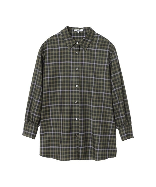 DAKS チェック ドローストリングオーバーシャツ グリーン