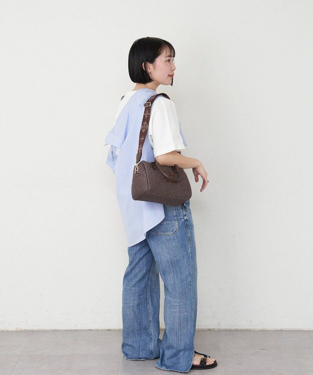 russet ナイロンラフィアミニボストンバッグ(CE-1715) D.Brown