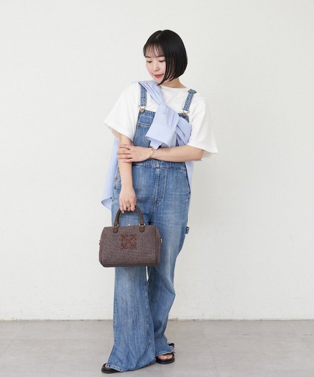 russet ナイロンラフィアミニボストンバッグ(CE-1715) D.Brown