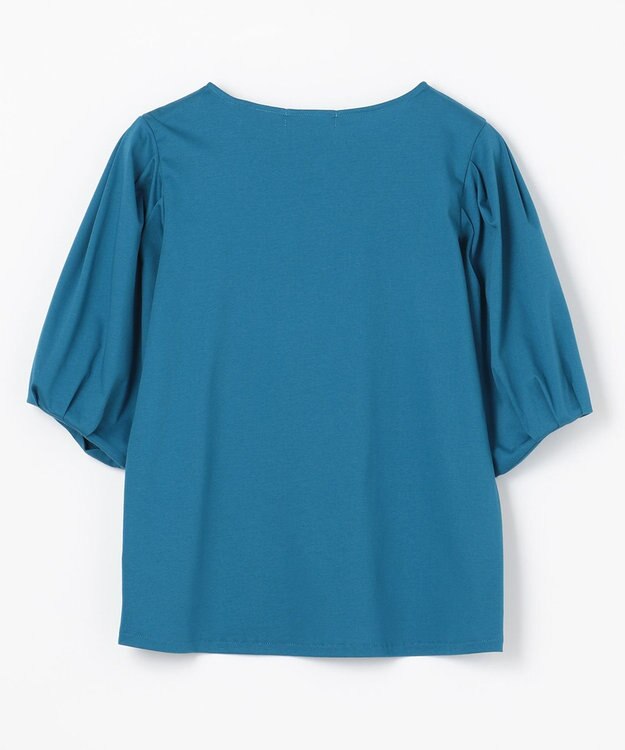 ANY 【WEB限定・接触冷感】シルケットスムース ギャザーパフスリーブトップス ブルー