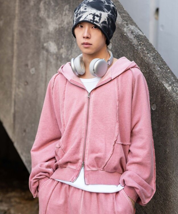 WEGO 【ユニセックス着用ITEM/MLサイズ展開】スウィッチングZIPパーカー ピンク