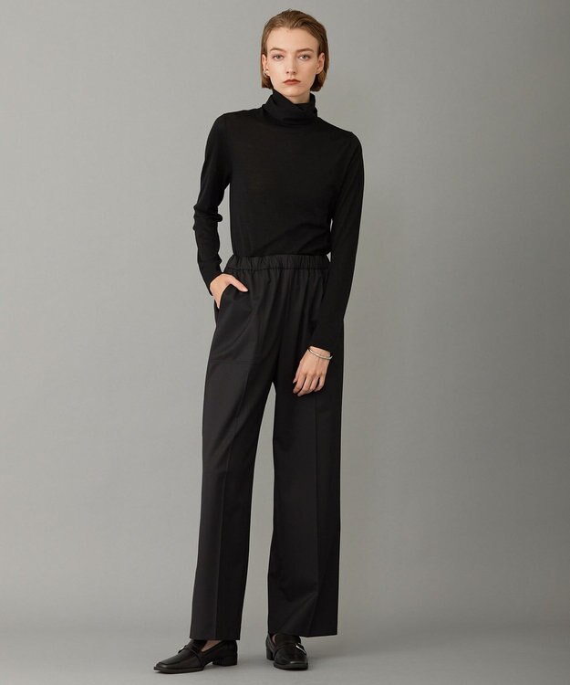 ICB 【洗える】 TWブロード ワイドストレートパンツ ブラック系