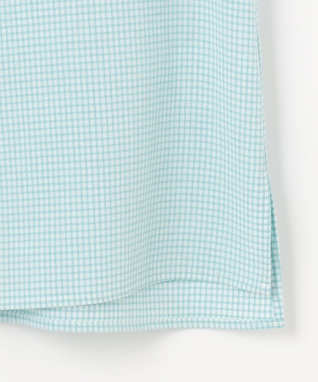 J.PRESS LADIES S 【洗える】SHEER ギンガム スキッパー ブラウス オフ×アクアグリーン系