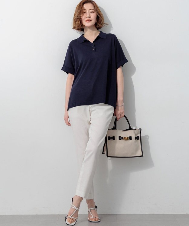 23区 【CanCam掲載】リネンレーヨンストレッチ テーパード パンツ オフ系