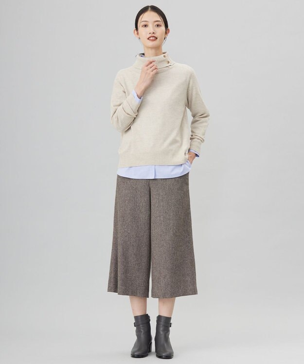 J.PRESS LADIES L 【洗える】SOFT TOUCH WOOL リブ切り替え ニット ベージュ系