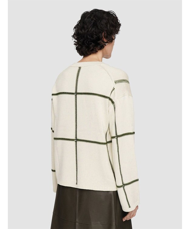 JOSEPH 【洗える】グリッド コットンシルク 　クルーネックニット Oat Combo