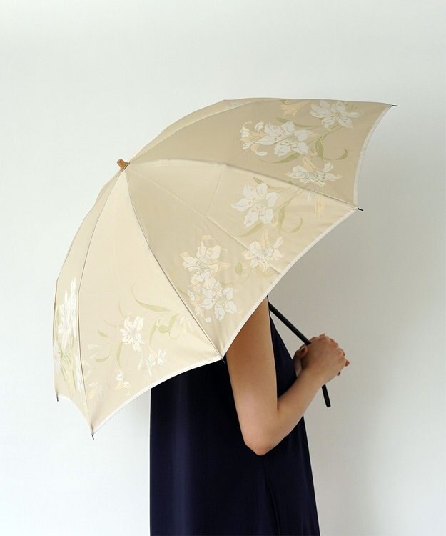 槇田商店 絵おり 百合(ゆり) 折りたたみ傘 クリーム クリーム