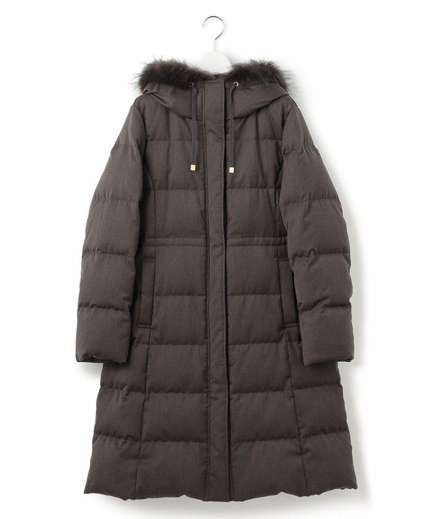 23区 S 【撥水加工】ブライトウール ロングダウンコート ブラウン系