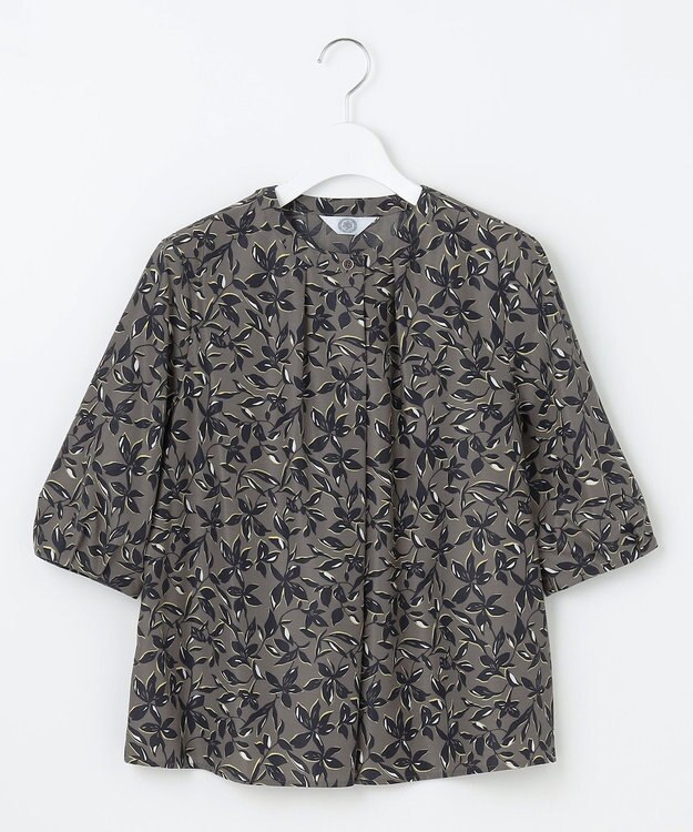 J.PRESS LADIES 【洗える】ボタニカルプリント ブラウス カーキ系5