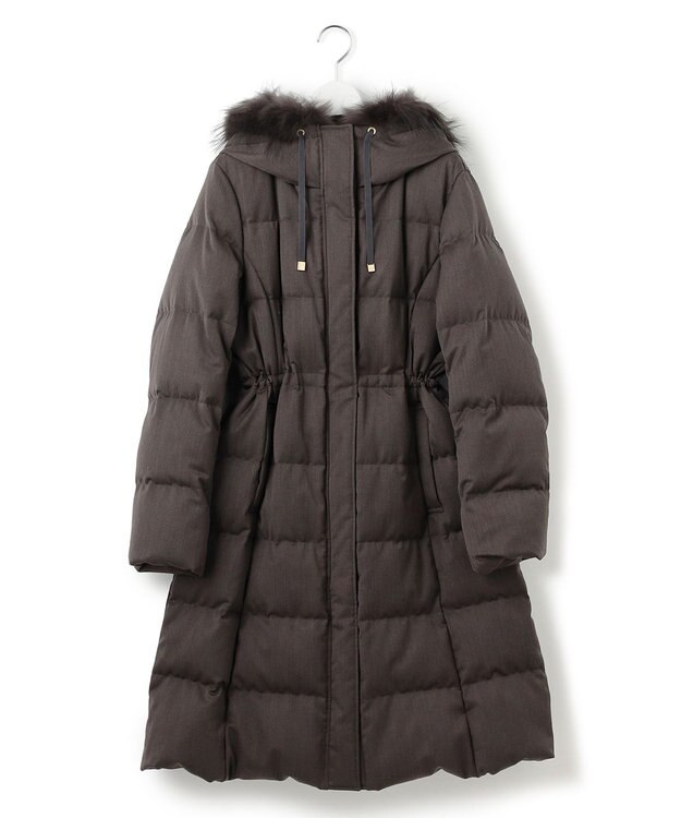 23区 S 【撥水加工】ブライトウール ロングダウンコート ブラウン系