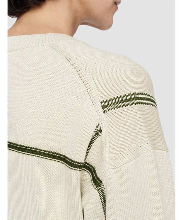 JOSEPH 【洗える】グリッド コットンシルク 　クルーネックニット Oat Combo