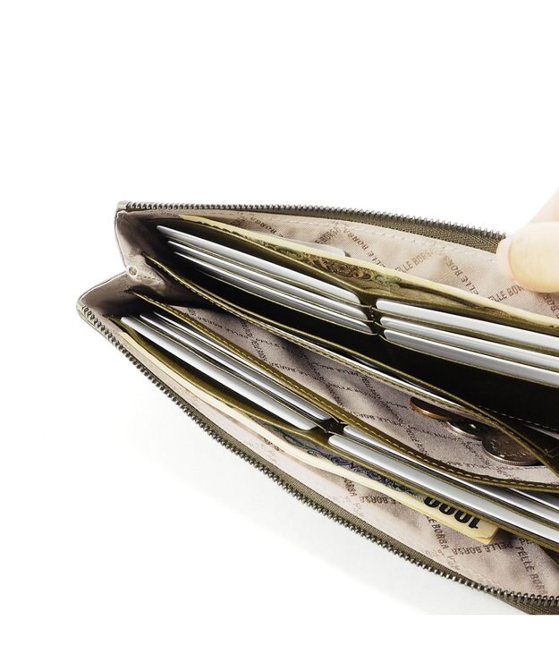 PELLE BORSA L字ファスナー長財布 Bark Goods バークグッズ 4837 カーキ