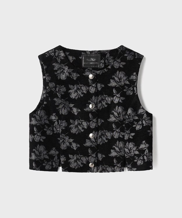 GRACE CONTINENTAL ラメフラワージャガードベスト ブラック