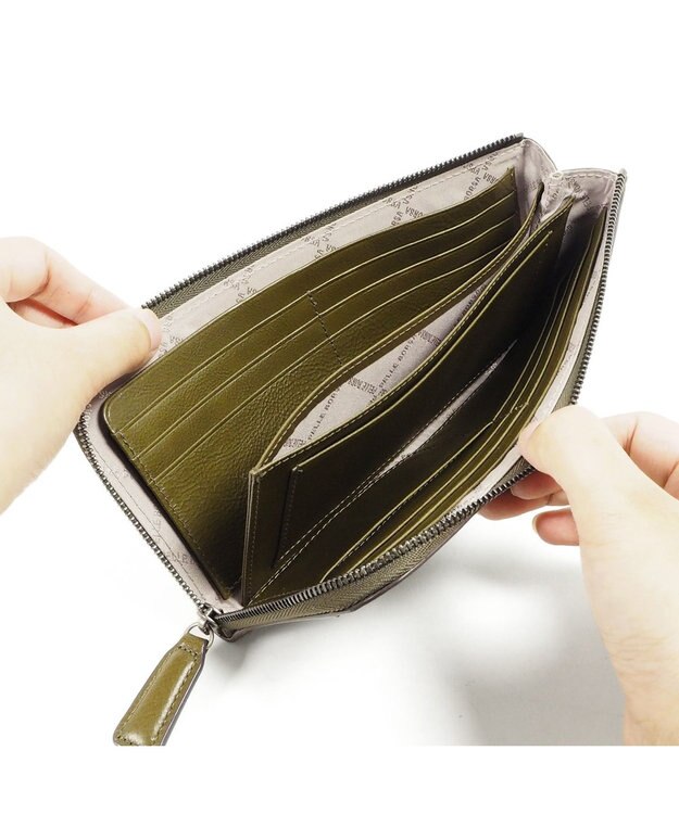 PELLE BORSA L字ファスナー長財布 Bark Goods バークグッズ 4837 カーキ