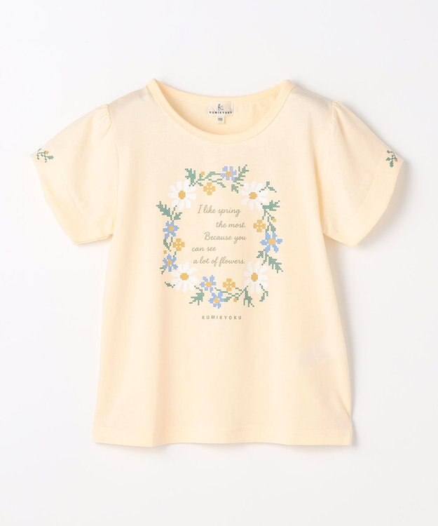 組曲 KIDS  【110-140㎝】 フラワーリースTeeシャツ クリームイエロー