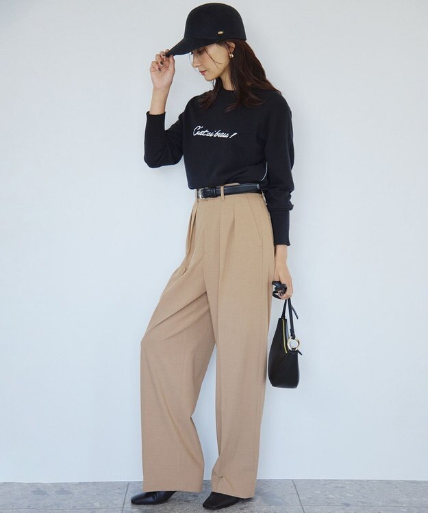 23区 L 【CLASSY.11月号掲載/洗える】ドライ2WAYストレッチ ワイドパンツ ベージュ系