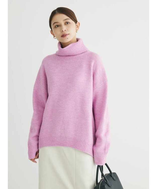 Green Parks ｆｕｗａっとメランジタートルニットプルオーバー Pink