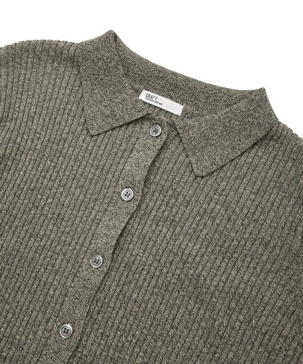 CRAFT STANDARD BOUTIQUE ミックスカラーポロ襟ニットカーディガン Gray
