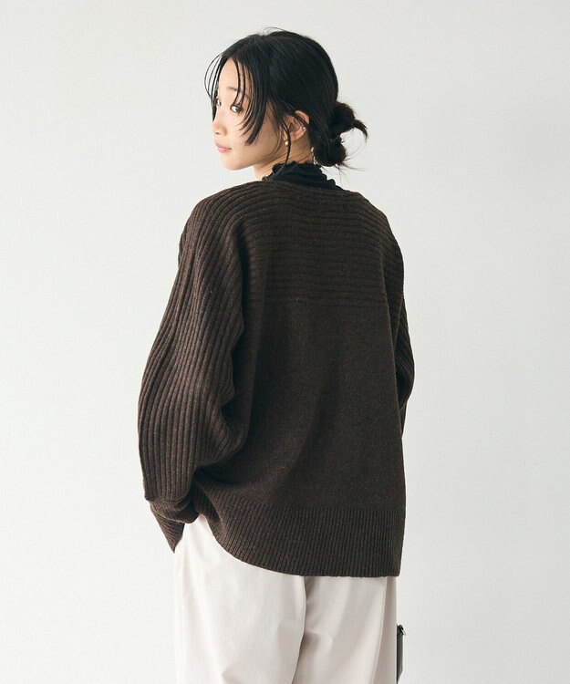 CRAFT STANDARD BOUTIQUE 編み違い斜めスリットニットチュニック Brown
