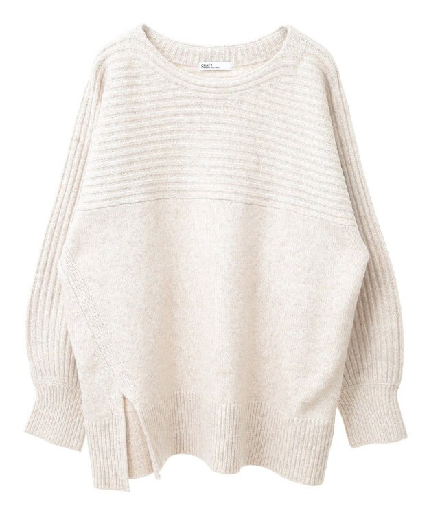 CRAFT STANDARD BOUTIQUE 編み違い斜めスリットニットチュニック Brown