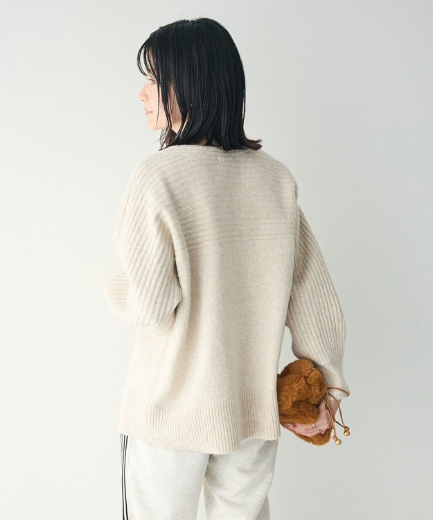 CRAFT STANDARD BOUTIQUE 編み違い斜めスリットニットチュニック Ivory