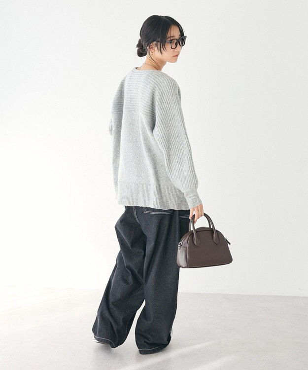 CRAFT STANDARD BOUTIQUE 編み違い斜めスリットニットチュニック Light Gray Mixture