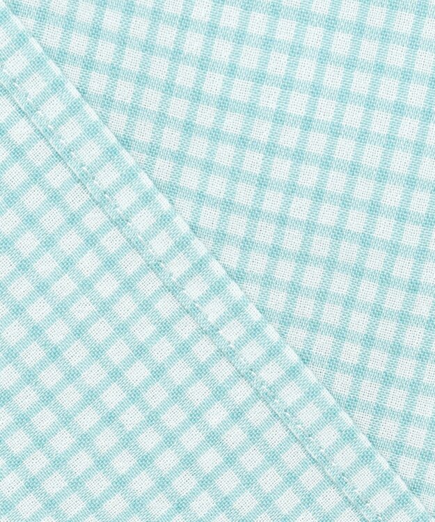 J.PRESS LADIES S 【洗える】SHEER ギンガム スキッパー ブラウス オフ×アクアグリーン系