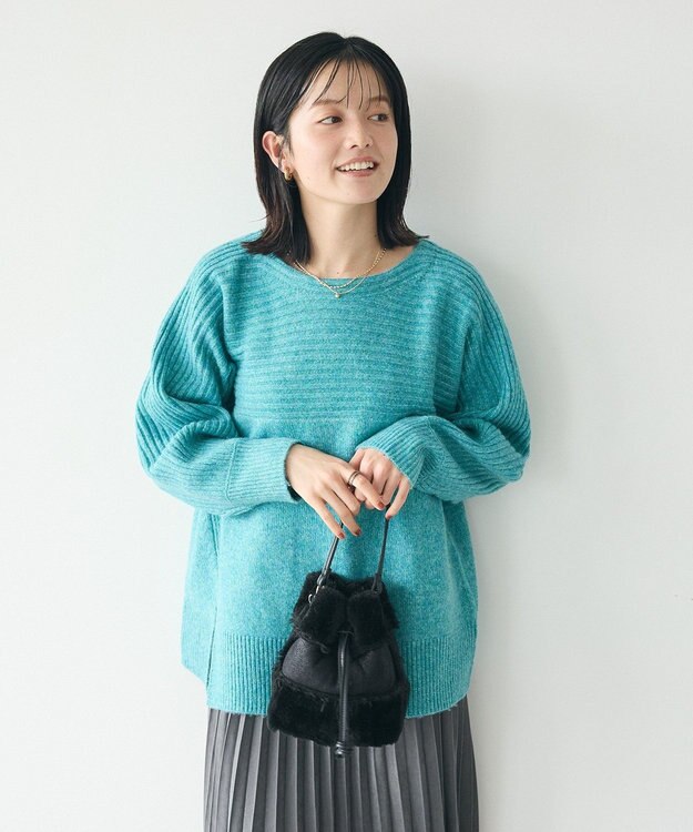 CRAFT STANDARD BOUTIQUE 編み違い斜めスリットニットチュニック Blue